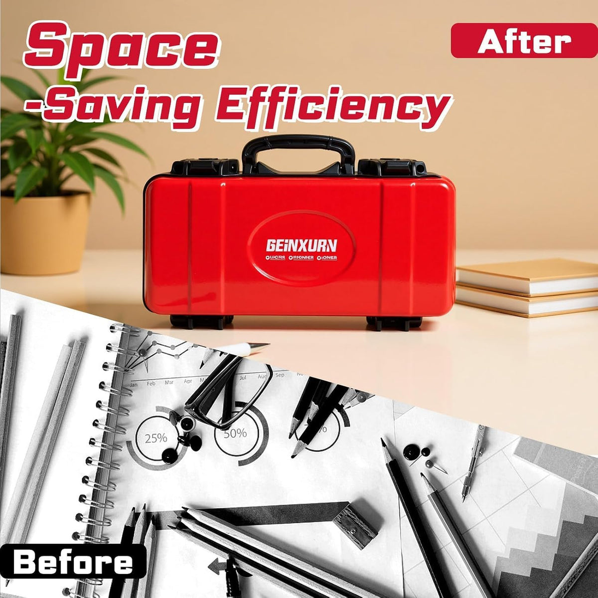 Geinxurn 3 Pieces Metal 11 Inches Steel Tool Organizer Portable Toolbox Red, ...