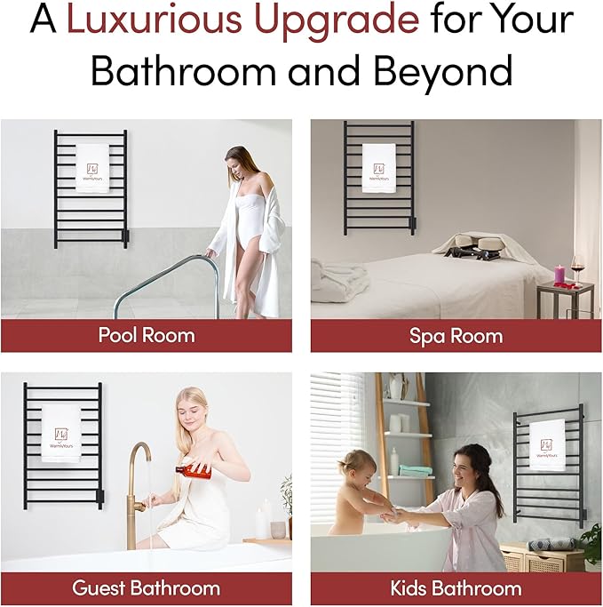 WarmlyYours Malta Heated Towel Rack, 11-Bar Electric Towel Warmer, Hardwired