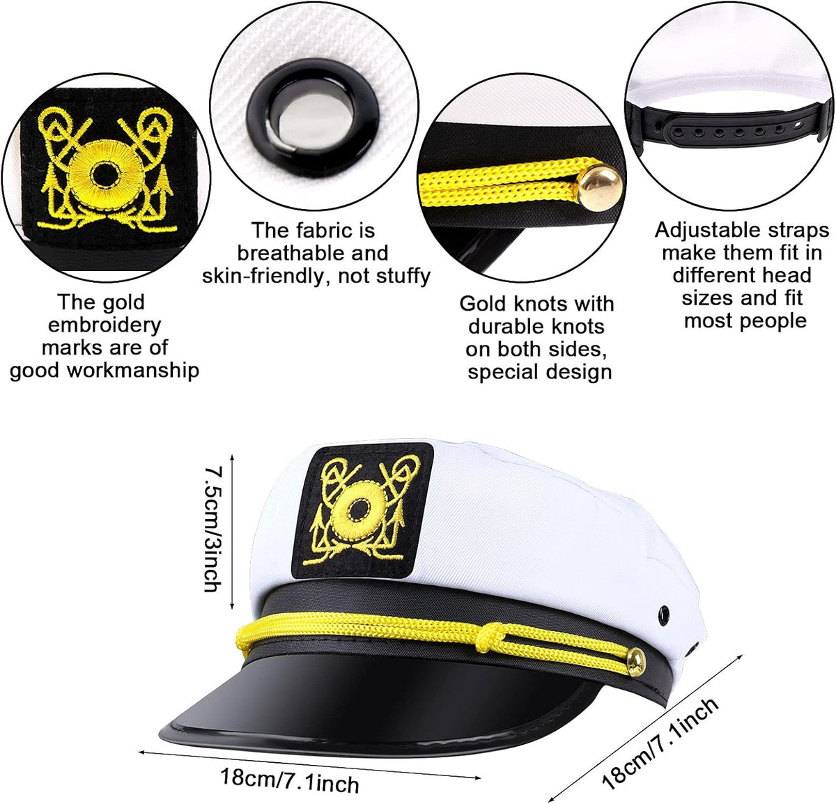 Olgaa 12 Pack Captain Hats Men Women Adjustable Sailor Hats for Boat Costume ...
