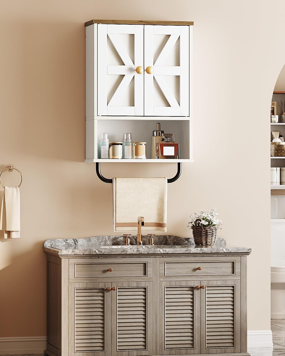 CHOEZON Bathroom Wall Cabinet, Medicine Cabinet with Open Partition and Towel...