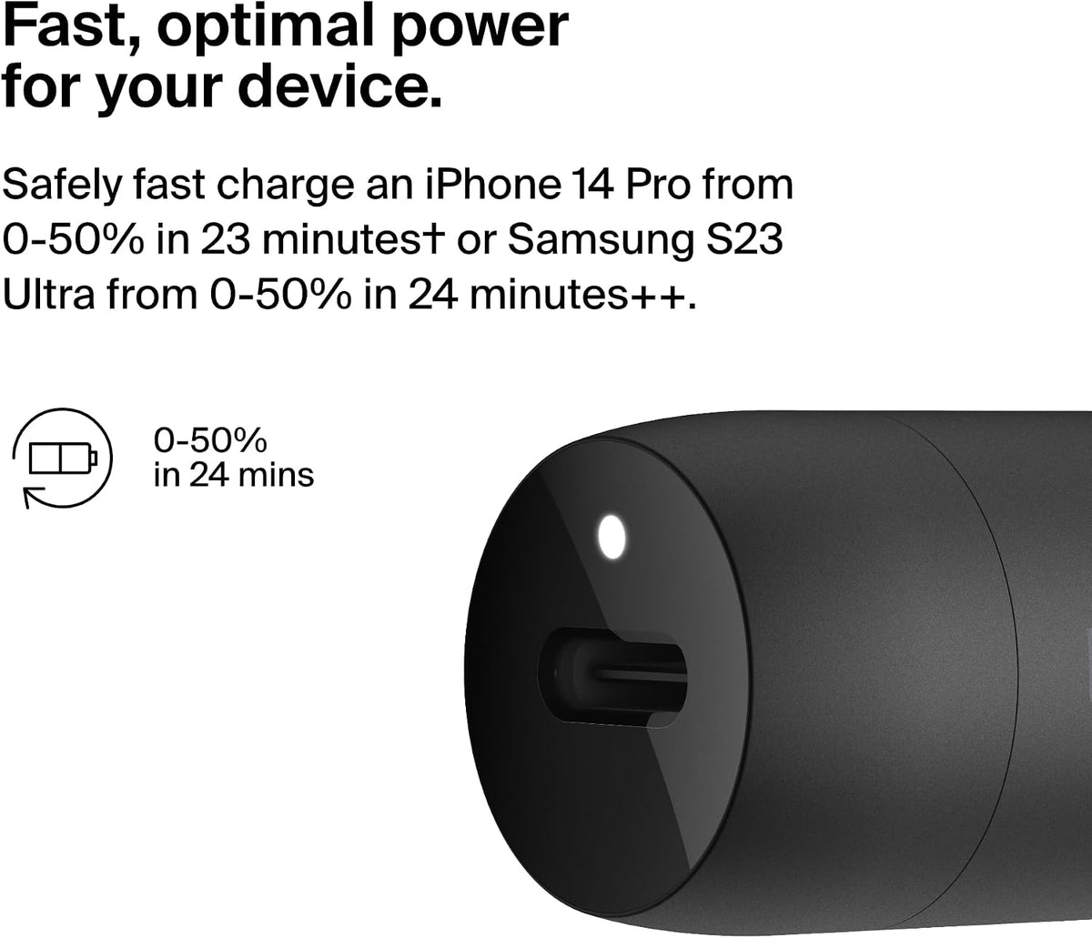 Belkin BoostCharge 30W USB-C Car Charger with USB-C Cable