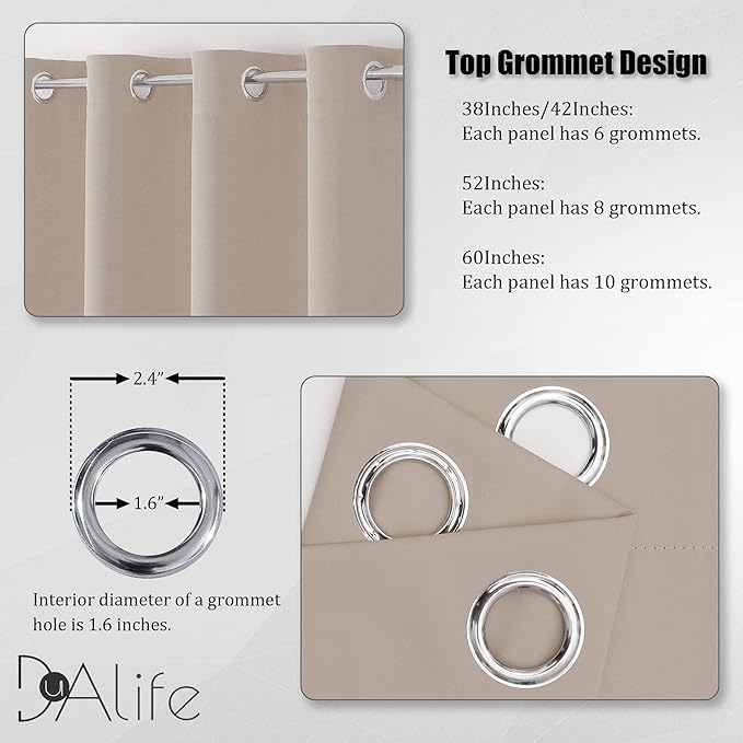 DUALIFE Warm Taupe Curtains 84 Inches Long Room Darkening Curtains Bedroom