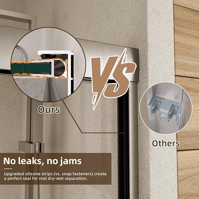 Shower Door, 56-60" W x 70" H Semi-Frameless Double Sliding Glass S...