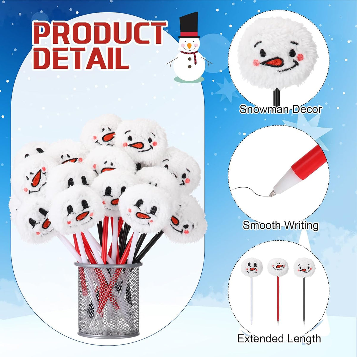Maitys 24 Pcs Halloween Pens for Adults Horror Snowman Pens Stationery