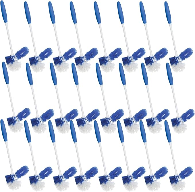 LOLA Classic Toilet Brush w/Under-The-Rim Scrubber, 24 Pack, Deep Cleans The