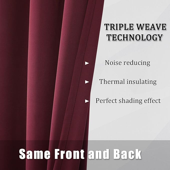 DUALIFE Burgundy Red Curtains for Bedroom Extra Long Drapes 120 Inches Long f...