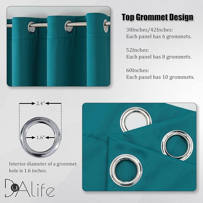 DUALIFE 108 Inch Length Teal Curtains 2 Panels Set Grommet Curtain Drapes