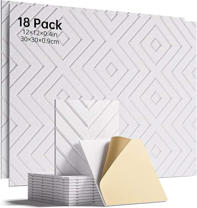 Woovio Sound Proof Foam Panels for Walls, 18 Pack Self-Adhesive Acoustic Panels