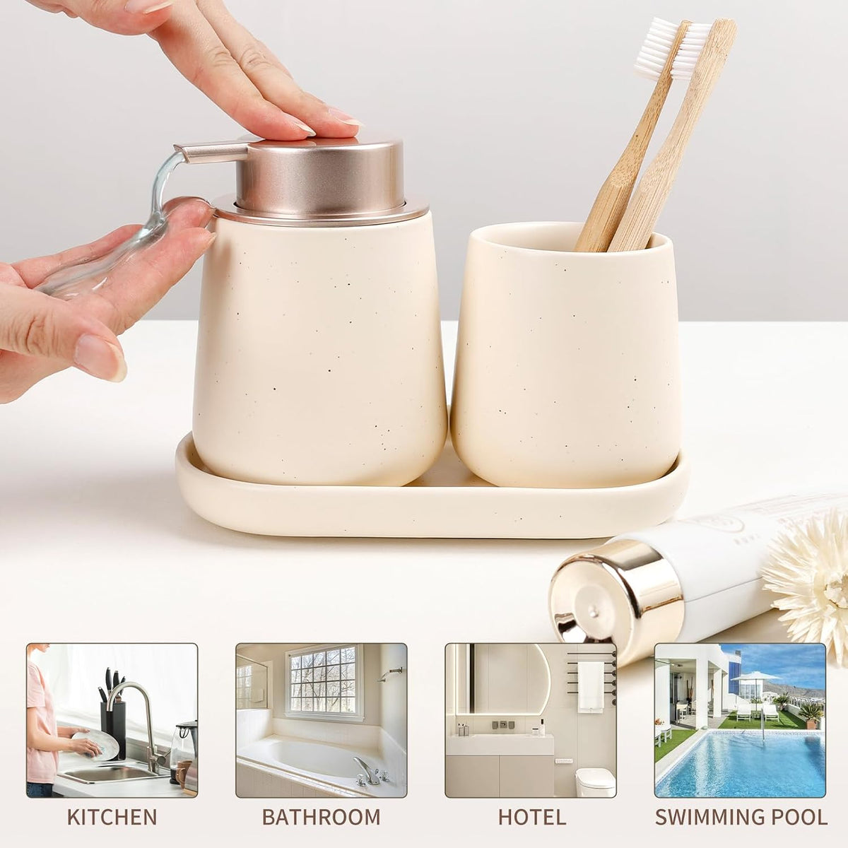 BosilunLife Ceramic Bathroom Accessories Set 3 Pcs