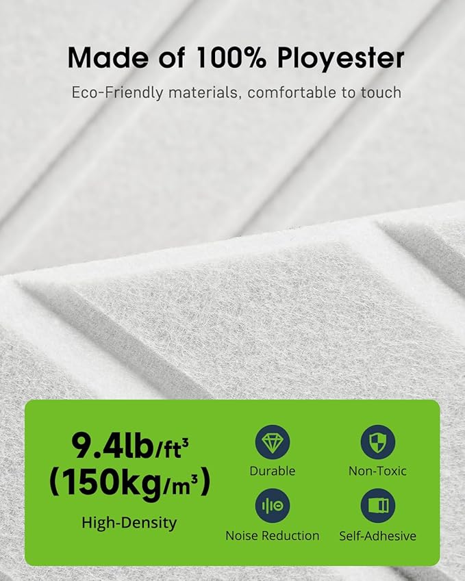 Woovio Sound Proof Foam Panels for Walls, 18 Pack Self-Adhesive Acoustic Panels