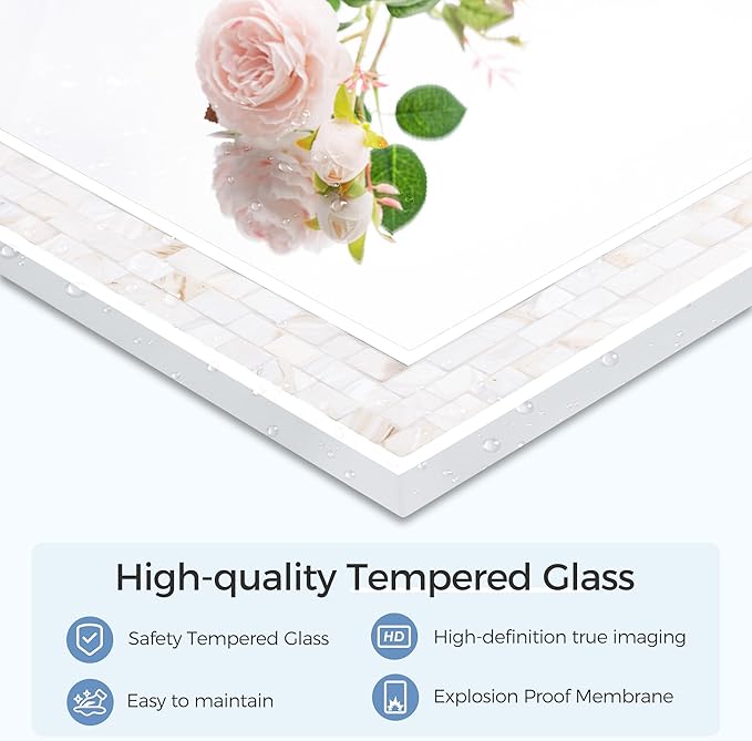 Tanmicoshomy 30 x 36 Inch White Rectangle Wall Mirror, Natural Shell Framed