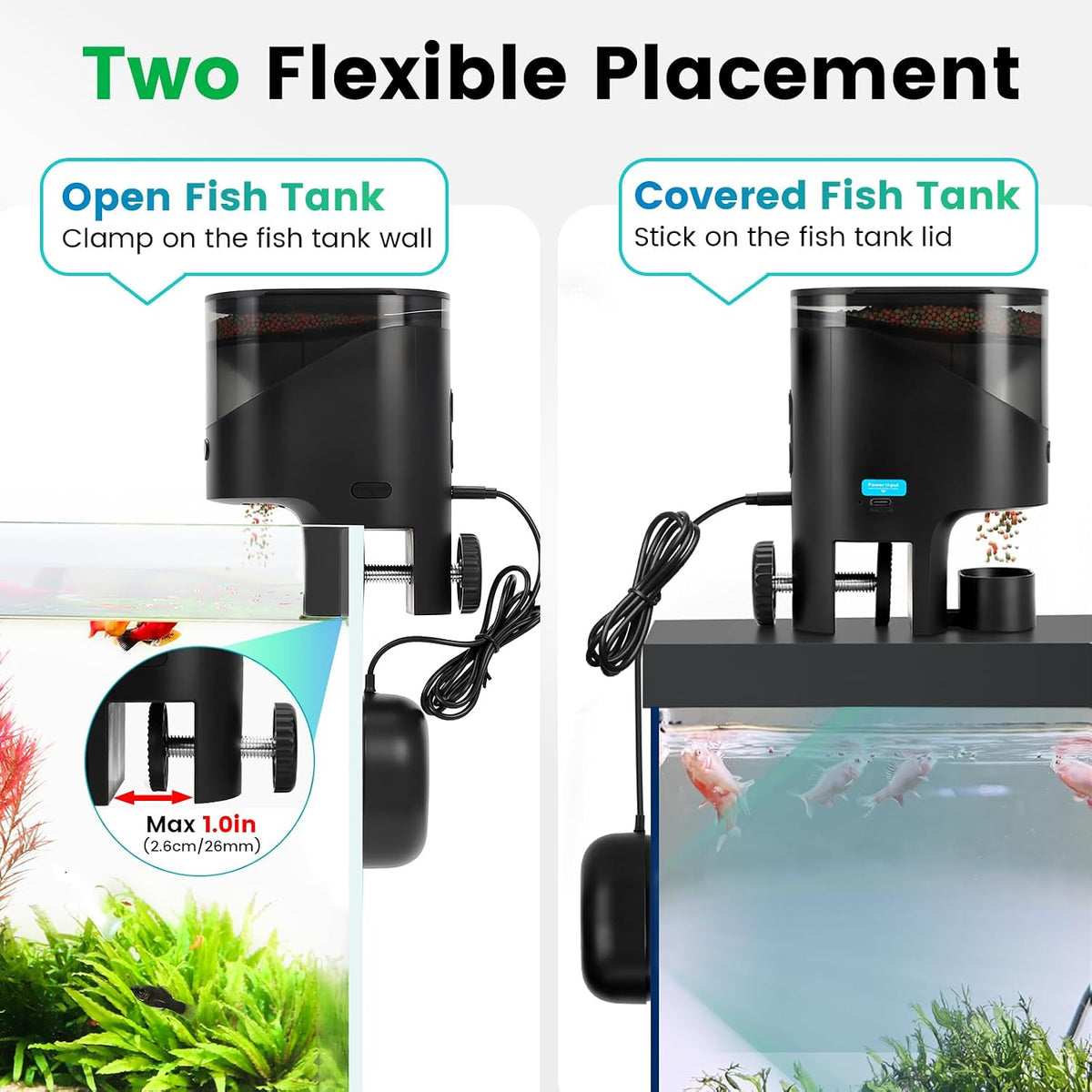 fishkeeper Automatic Fish Feeder for Aquarium Flakes, WiFi (2.4G/5.0G)