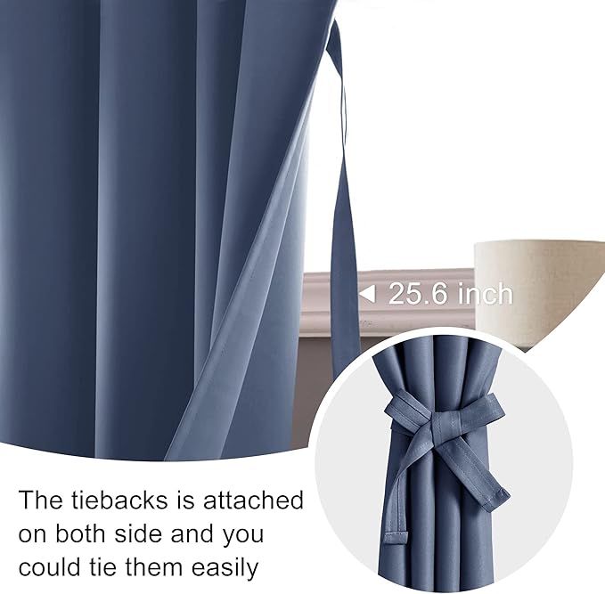 JIUZHEN Dusty Blue Blackout Curtains (Set of 2)