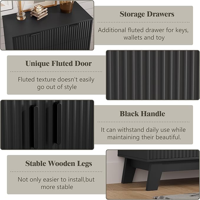 Shoe Cabinet Storage for Entryway, 4 Tier Fluted Shoe Storage Cabinet