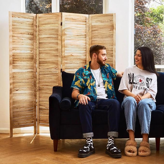 Room Dividers and Folding Privacy Screens, Wood Louvered Separators Divider Wall