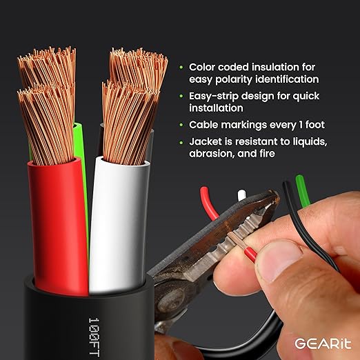 GEARit Outdoor Speaker Wire CL3 Rated, 14 Gauge Speaker Wire, Speaker Cable 250