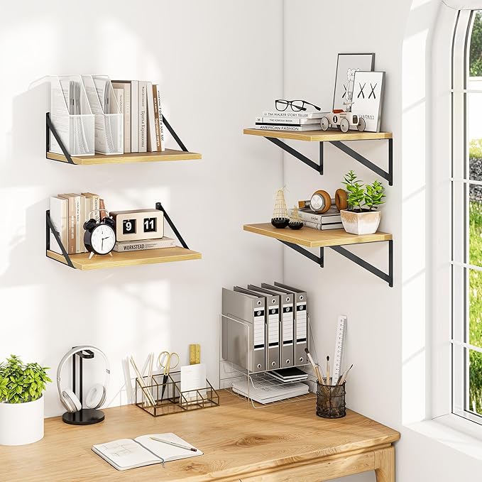 Heimlove 12 Inch Deep Floating Shelves (Set of 4)