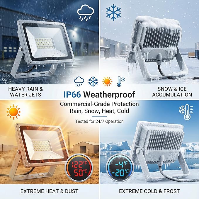 XXBSAZ 150W LED Flood Light Outdoor, High Output Plug-in & Hardwired Secu...