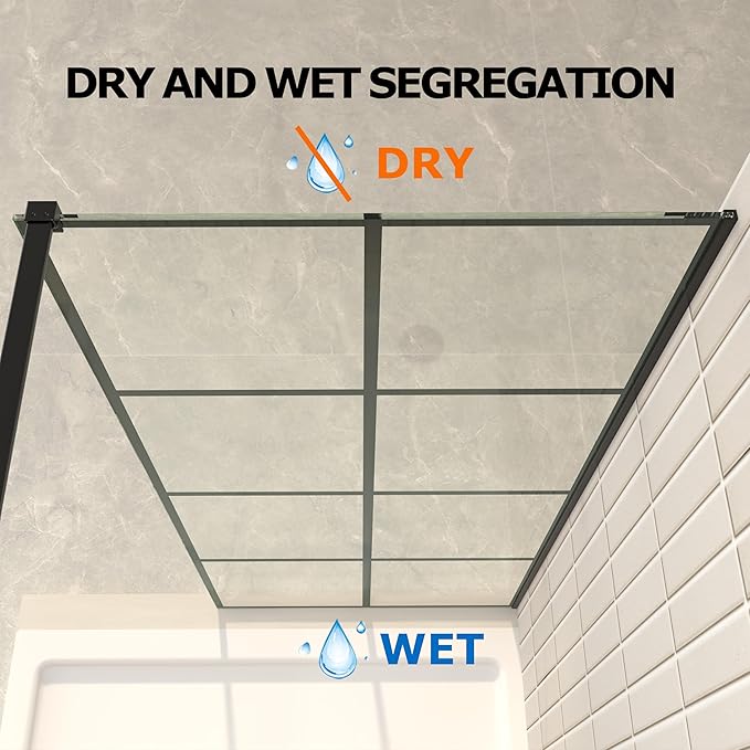 Mainzel 24" W x 76" H Fixed Shower Glass Panel, Frameless 3/8"...