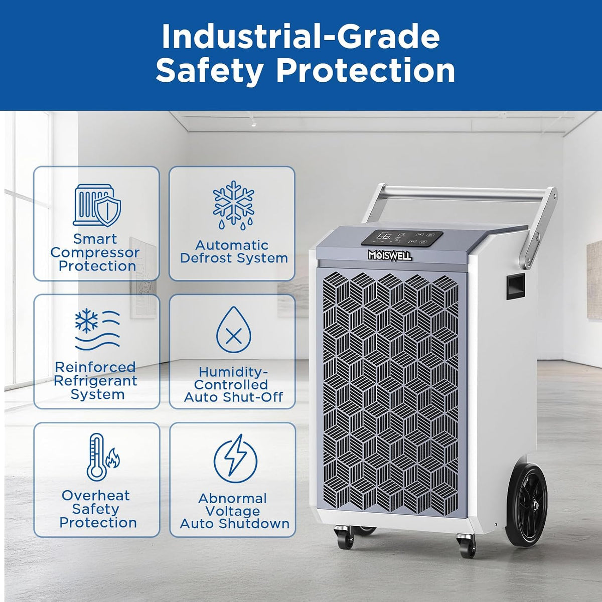 200 Pints Commercial Dehumidifier with Pump for Basements
