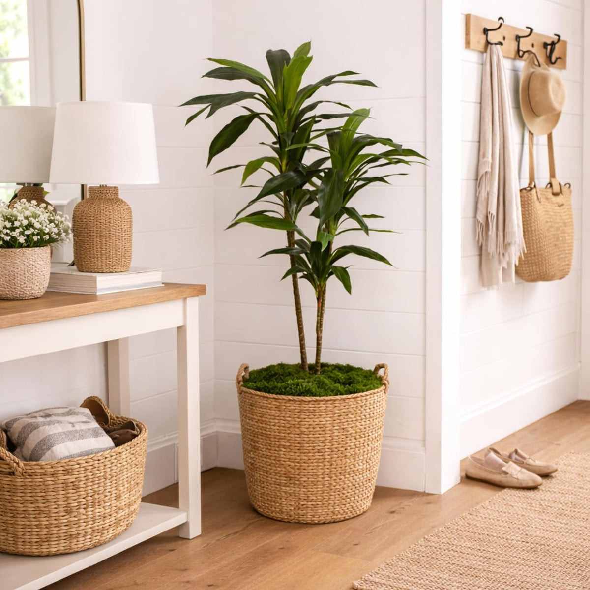 Nearly Natural 48 in Artificial Dracaena Real Touch Plant with Pot