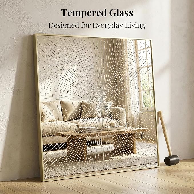 36"x36" Large Gold Wall Mirror, Metal Framed Bathroom Vanity Mirror...