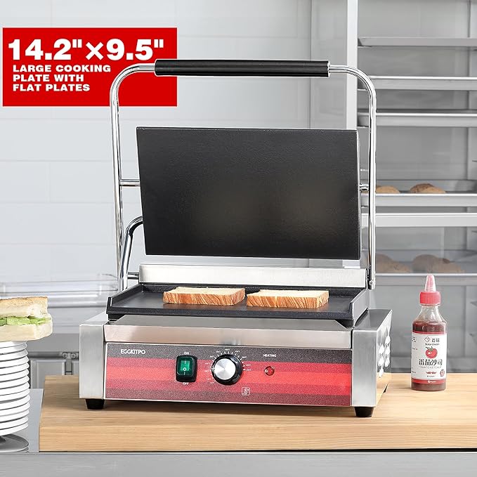 EGGKITPO Commercial Electric Panini Grill