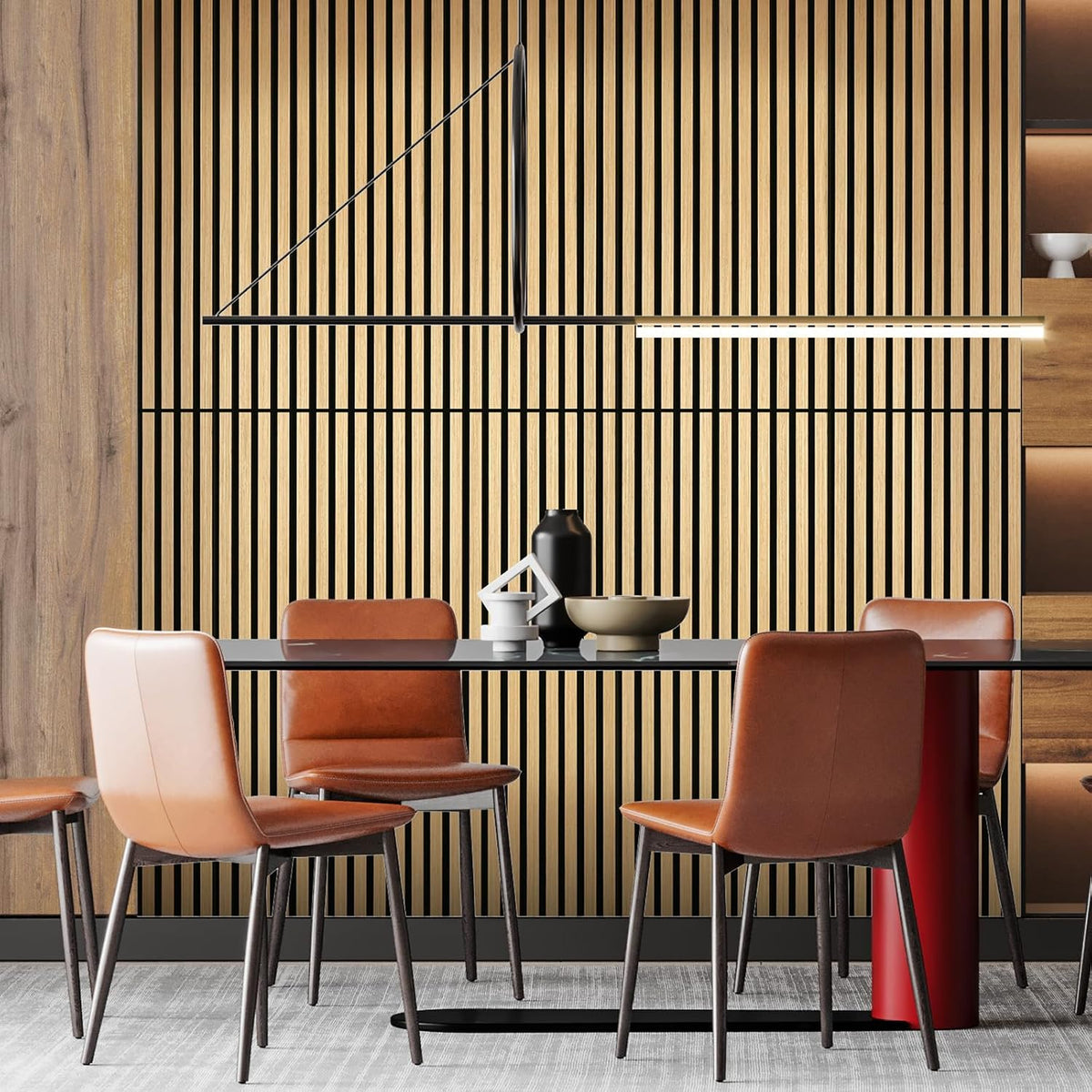 Yun-aeon Oak 2 Pack Wood Slat Acoustic Panels 47.2 x 23.6 Inch 3D Fluted Desi...