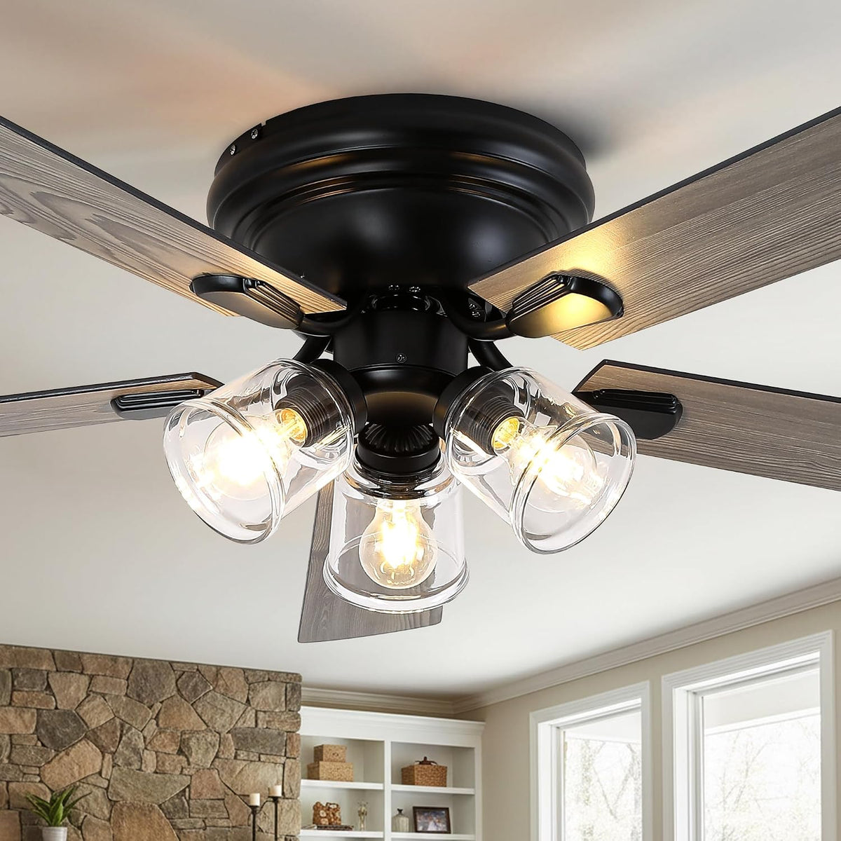 52 Inch Vintage Ceiling Fan with Light and Remote Control