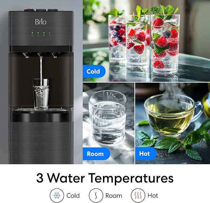 Brio Self Cleaning Bottom Loading Water Cooler Water Dispenser – Black