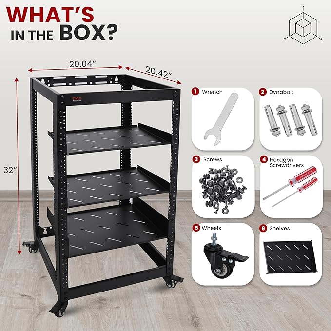 Pyle 20U Open Frame Server Rack