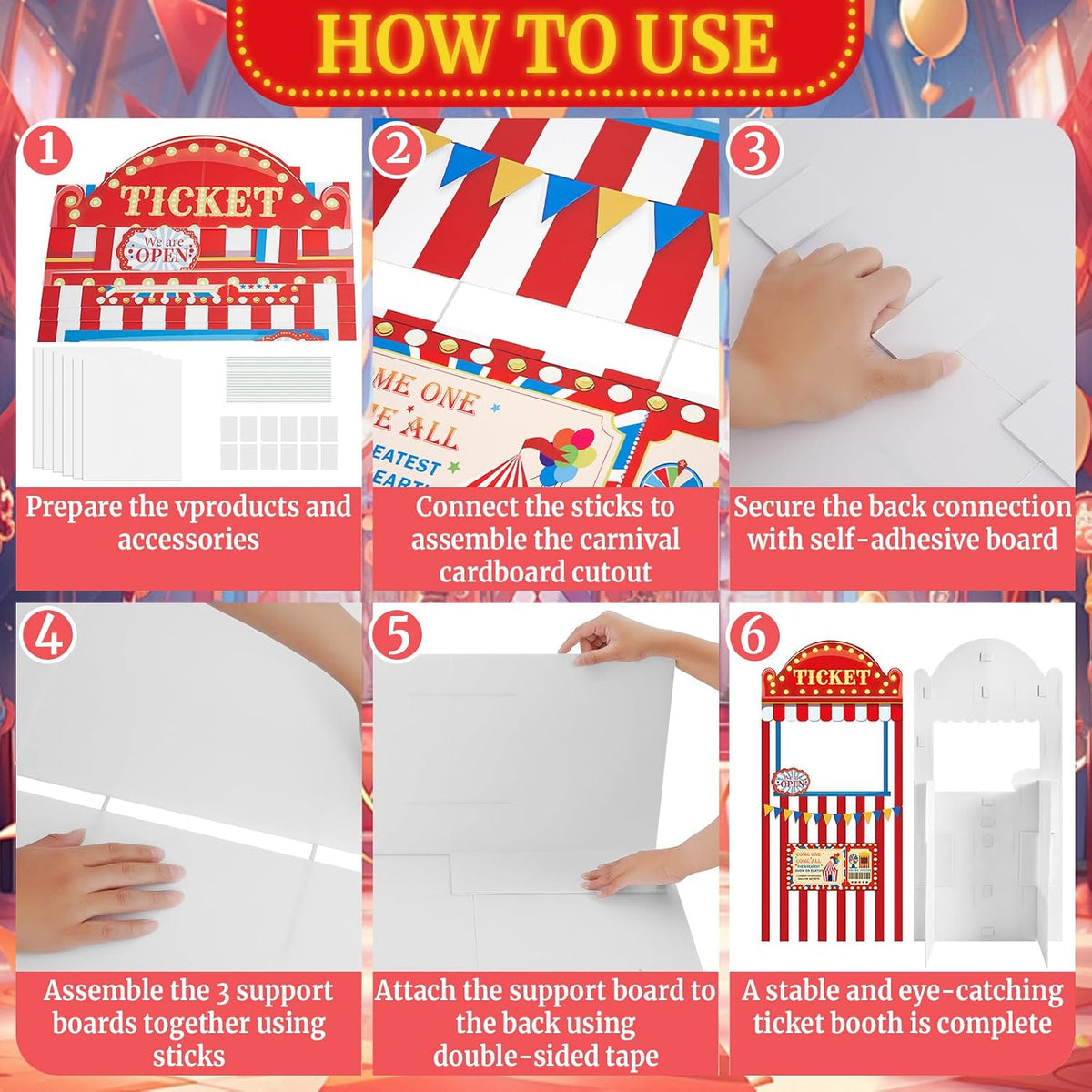5.6Ft Carnival Ticket Booth Photo Prop Standup Halloween Decorations