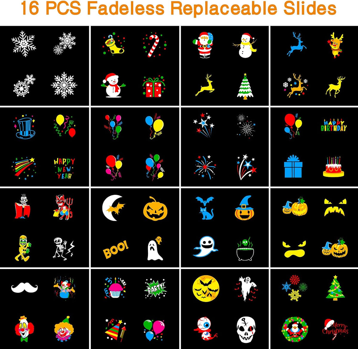 Halloween Projector Lights Outdoor, Year Round 10 Festival Theme 16 Slides Ho...