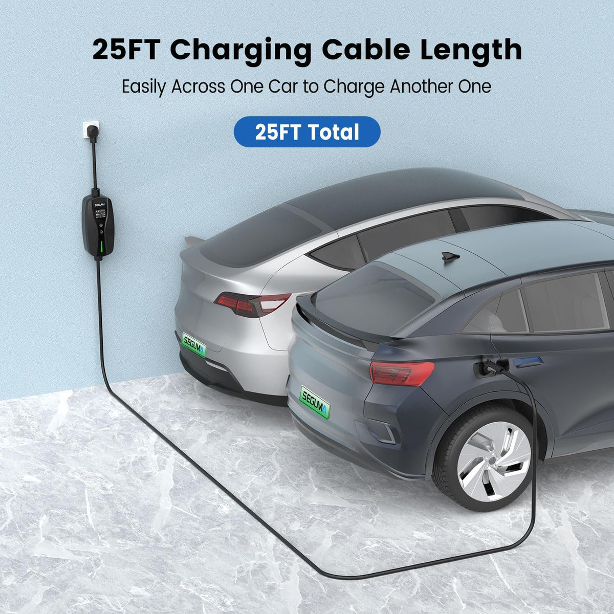 SEGUMA Level 2 EV Charger, 40A Wi-Fi/App ETL Certified for J1772 BEVs/PHEVs