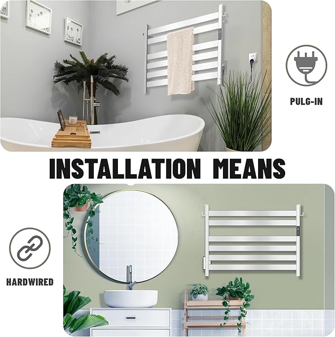 K&KALONZO Towel Warmer for Bathroom, Wall-Mounted 6-Bar Heated Towel Rack