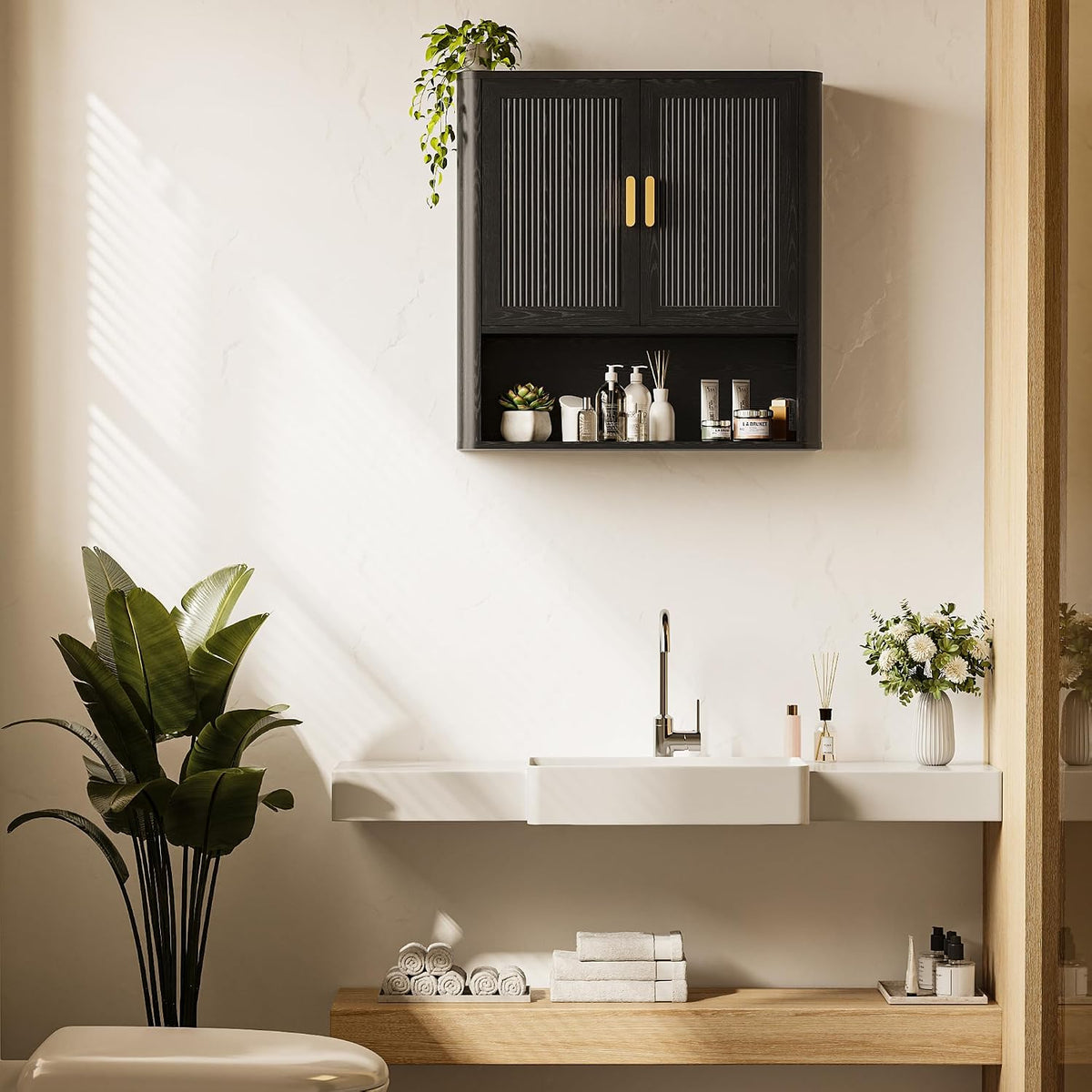 INNOD Bathroom Wall Cabinet, Wall-Mounted Medicine Cabinet with Adjustable Wo...