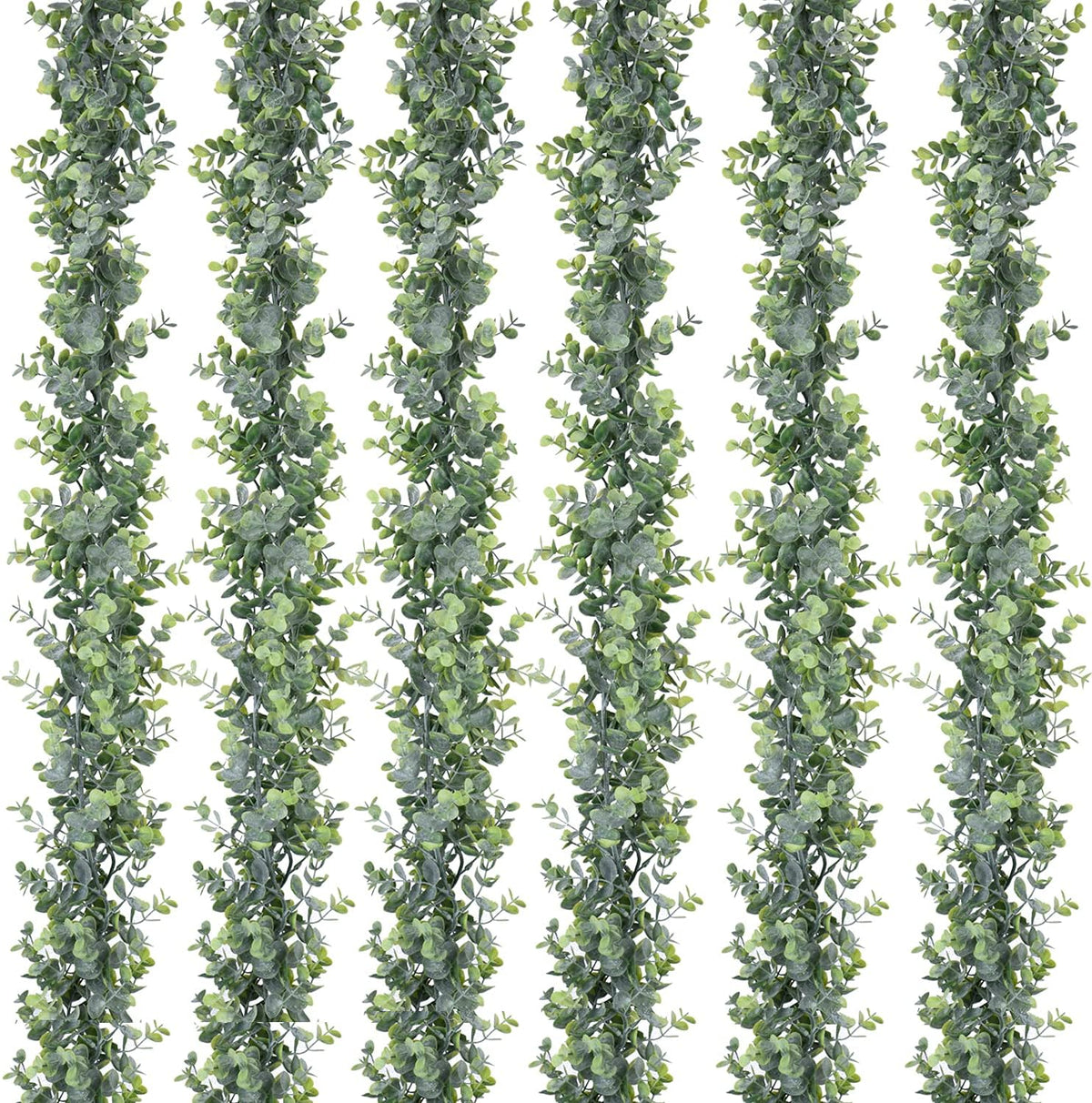 6 Pack Faux Eucalyptus Garland Plant, Artificial Vines Hanging Eucalyptus Lea...