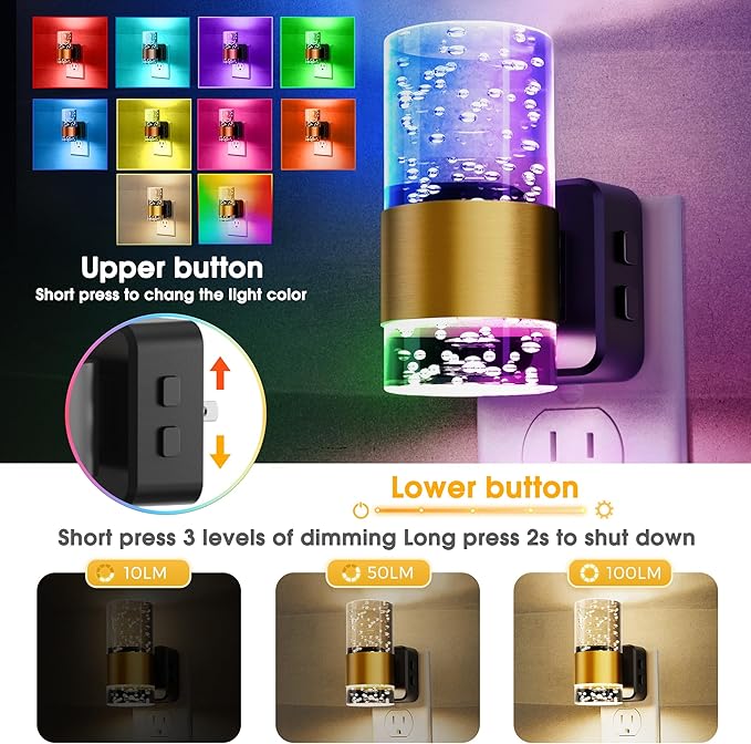 L LOHAS LED Night Light, Dimmable Night Lights Plug into Wall (2-Pack)