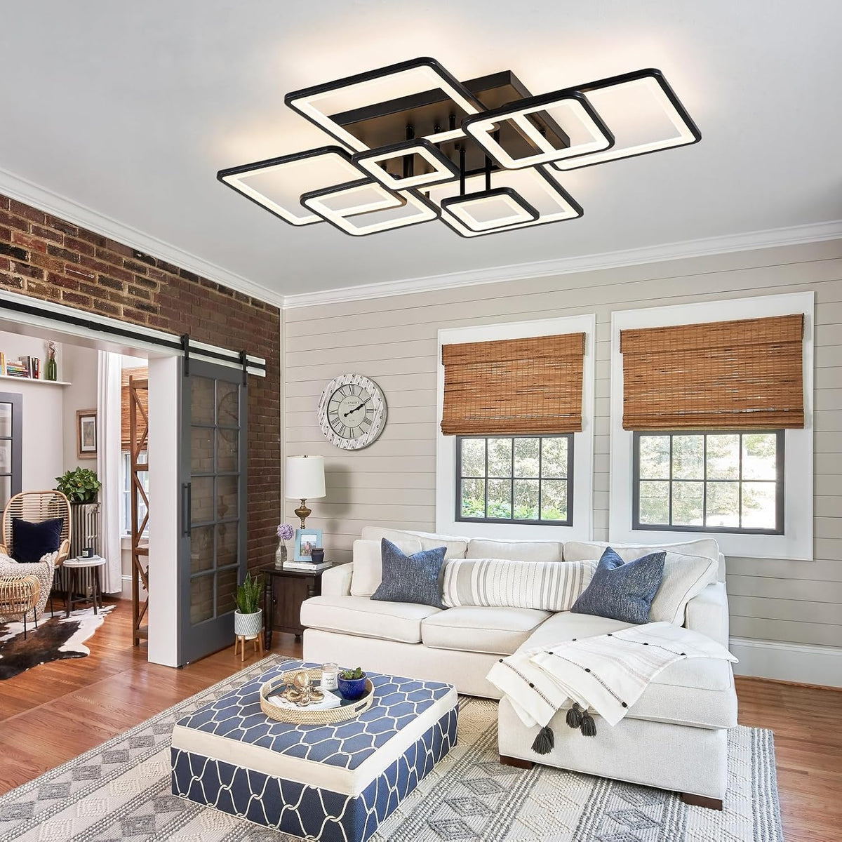 Shine LUEST Modern LED Ceiling Light, Dimmable LED Chandelier Black Flush Mou...
