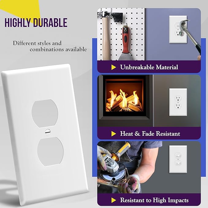 ENERLITES Jumbo Duplex Receptacle Outlet Wall Plate, Large Electrical Outlet ...