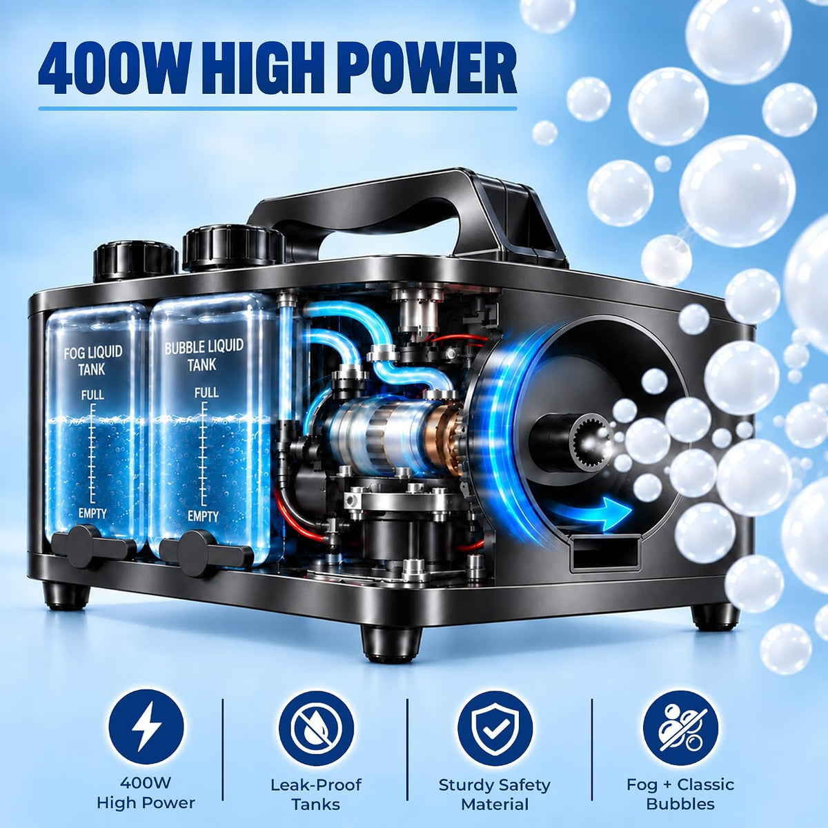 Fog Bubble Machine - High Powered Smoke Bubble Machine for Halloween Party