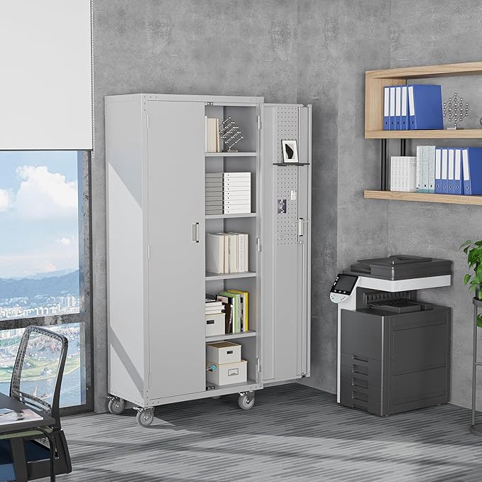 VINGLI 72'' Tall Garage Storage Cabinet, Metal Storage Cabinet