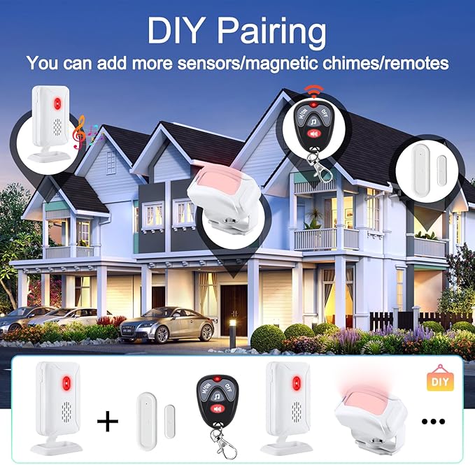 KCMYTONER Wireless Motion Sensor Detector Security Alarm Chime, Motion Sensor