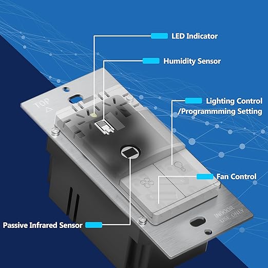LIDER Humidity Sensor Switch and Motion Sensor Light Switch, PIR Sensor