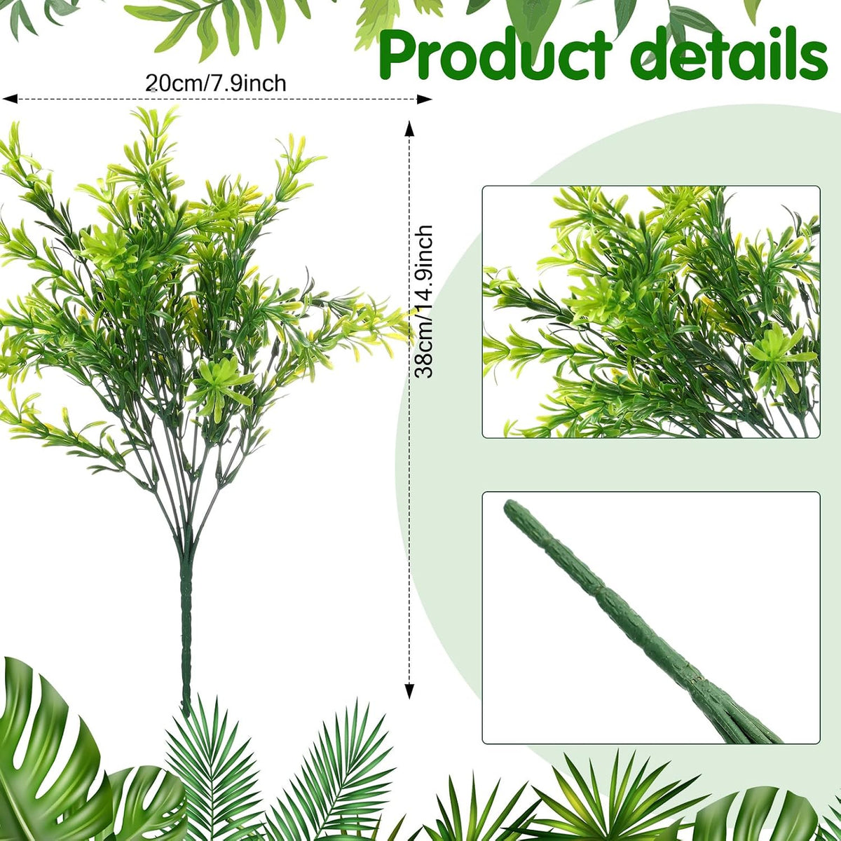 24 Pcs Artificial Outdoor Plants UV Proof, Greenery, Fresh Color