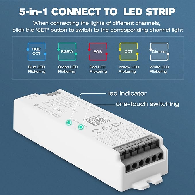 HUSUKU RS Series RGB CCT LED Controller Kit, 12-24V 180W-360W, RF Wireless