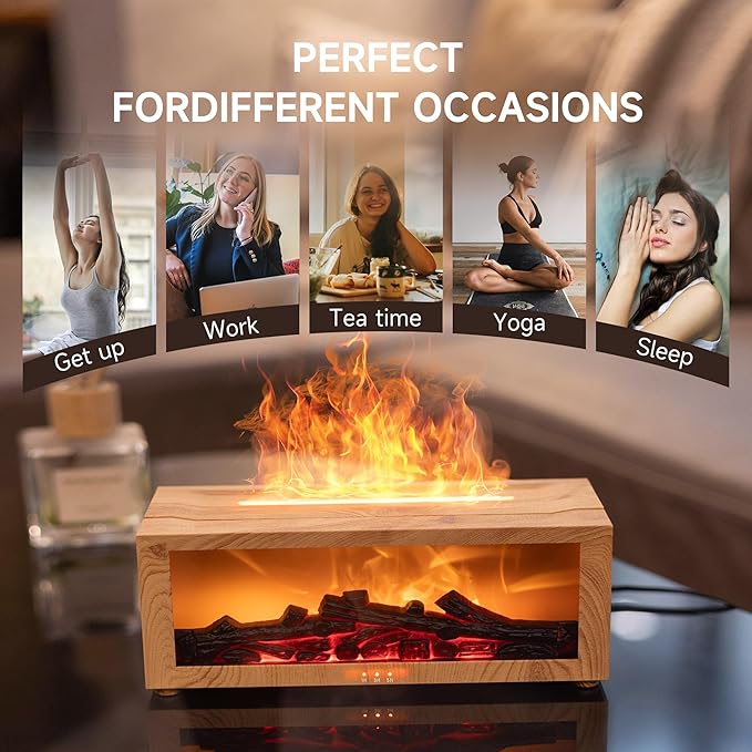 Fireplace Flame Air Diffuser Humidifier, 7 Colors Aromatherapy Essential Oil