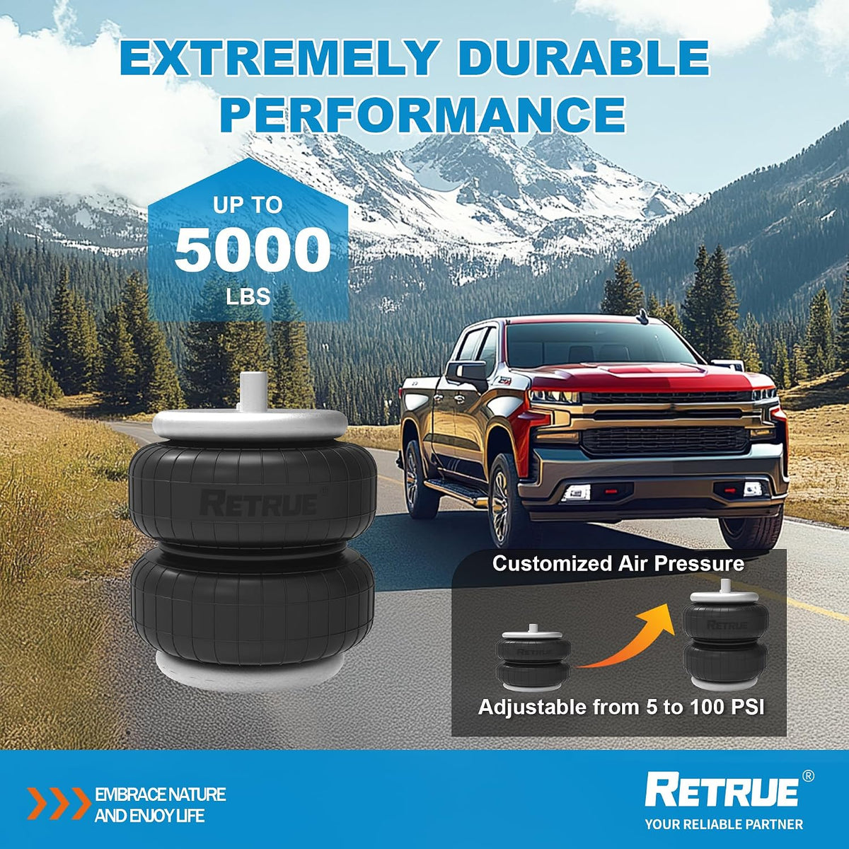 RETRUE Rear Air Bags Suspension Kit for 2019-2026 Silverado Sierra 1500