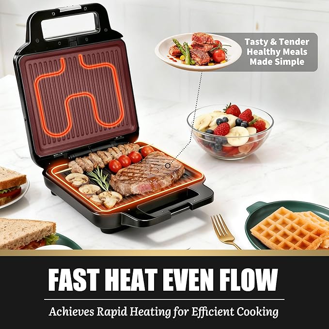 Belgian Waffle Maker with Removable Plates, Waflera Electrica, Large Waffle Iron