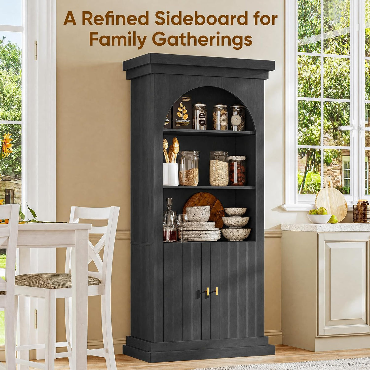 Vyre 71" Modern Tall Bookcase and Bookshelf, Triple Half Open Storage Ca...